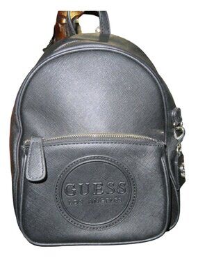 Guess Matte Black Vegan Full Grain Leather Mini Backpack Daypack NWOT never used